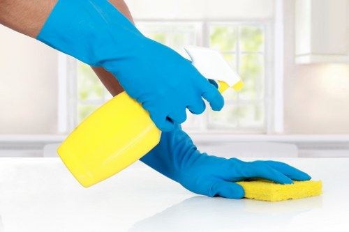 Detailed office cleaning in Fulham focused on desks, floors, and high-touch surfaces