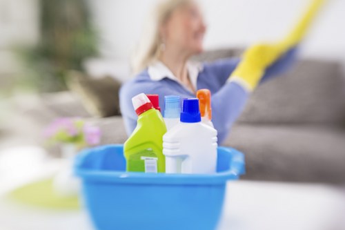 Home cleaning team maintaining a tidy Fulham residence
